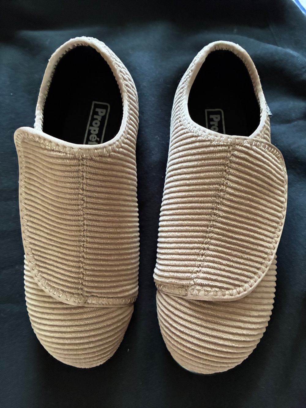 Propet Taupe Corduroy Slip-On Comfort Shoe